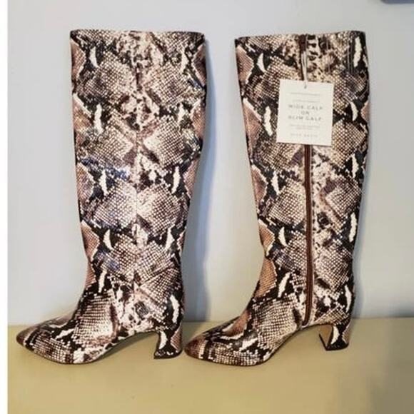 New Alex‎ Marie Leather Brown Snake Animal Print Zip Up Boots - Picture 3 of 7